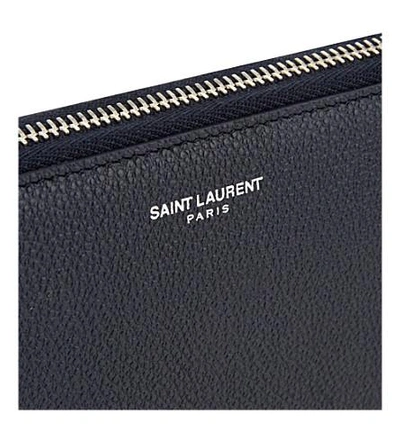 Shop Saint Laurent Rive Gauche Grained Leather Purse In Marine