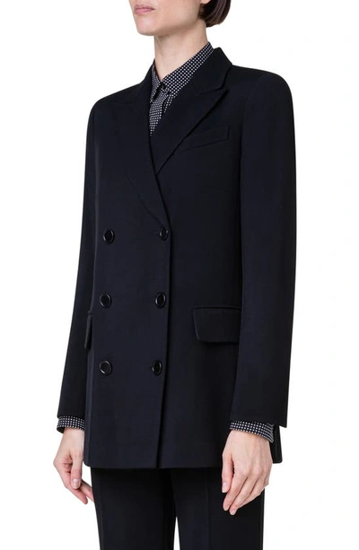 Akris Punto Wool Tricotine Tailored Top Jacket In 009 Black