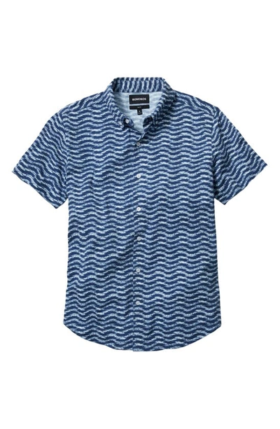 Shop Bonobos Riviera Short Sleeve Jersey Button-down Shirt In Textured Wave