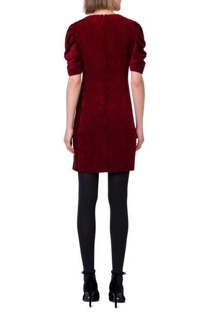 Akris Punto Corduroy Puff-sleeve Mini Dress In 069 Garnet
