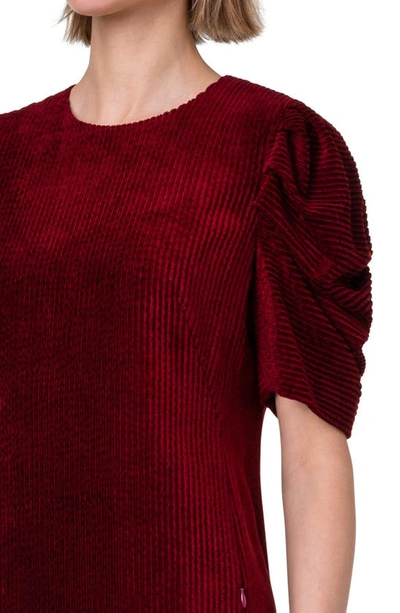Akris Punto Corduroy Puff-sleeve Mini Dress In 069 Garnet