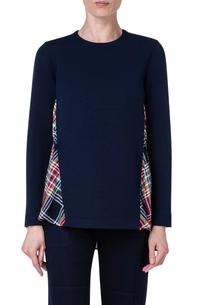 Shop Akris Punto British Check Panel Tunic In Blue Multi