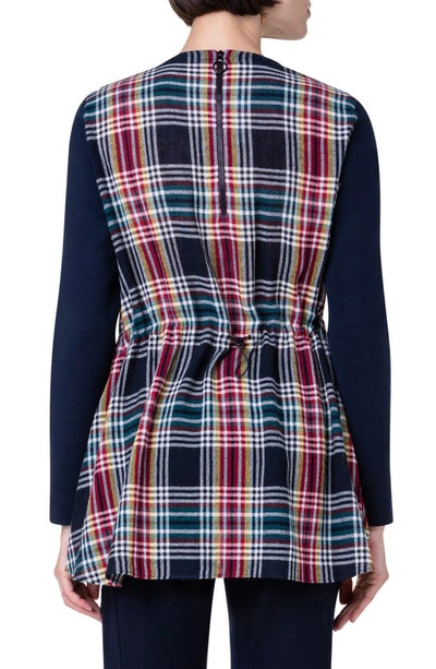 Shop Akris Punto British Check Panel Tunic In Blue Multi