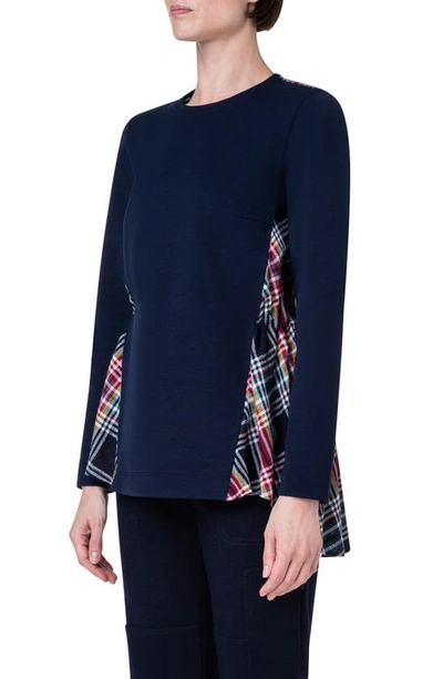Akris Punto British Check Panel Tunic In Blue Multi