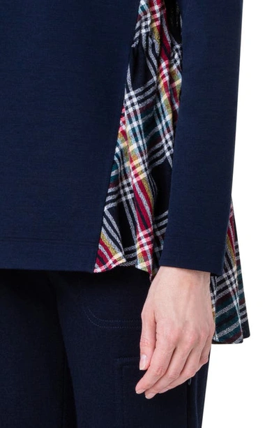 Akris Punto British Check Panel Tunic In Blue Multi