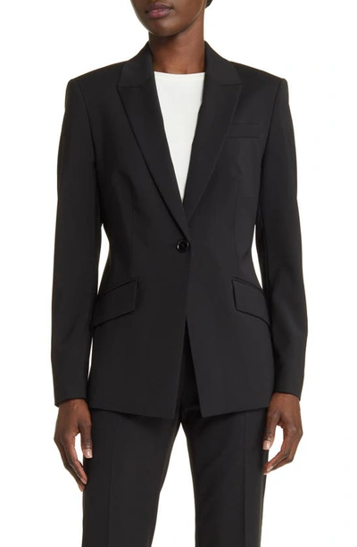 Shop Hugo Boss Boss Jabinalah One-button Virgin Wool Blazer In Black