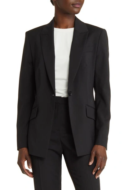 Shop Hugo Boss Boss Jabinalah One-button Virgin Wool Blazer In Black