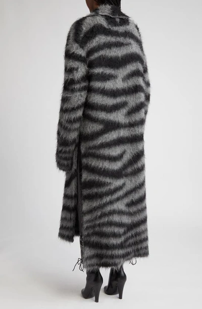 Shop Monse Zebra Merino Wool Cardigan In Charcoal/ Black