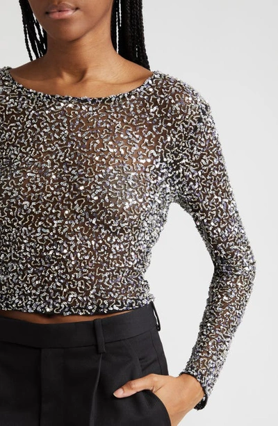 Shop Retroféte Torrey Sequin Top In Black/ Silver