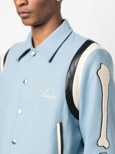 Shop Amiri Men Logo-print Bone-patch Jacket In Blue