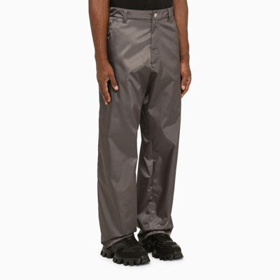 Shop Prada Iron-coloured Re-nylon Trousers Men In Gray