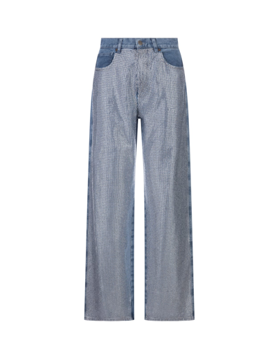 Shop Giuseppe Di Morabito Blue Flare Fit Jeans With Crystals