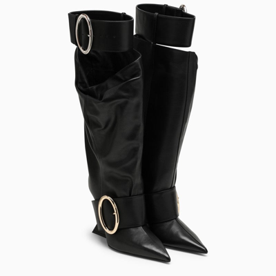 Shop Attico The  High Black Leather Boot Women