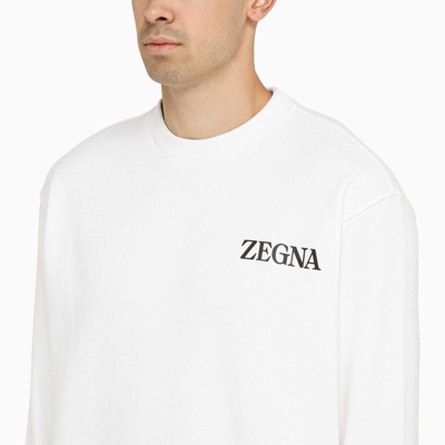 Shop Zegna White Crewneck Sweatshirt With Logo Men