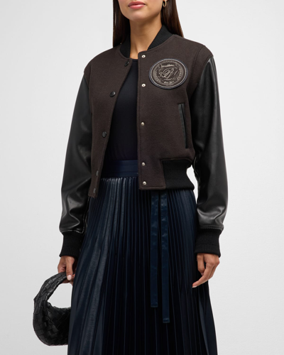 Shop 3.1 Phillip Lim / フィリップ リム The Thirty-one Combo Varsity Jacket In Chocolate-multi