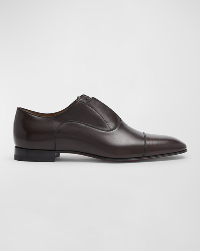 Shop Christian Louboutin Men's Greghost Leather Oxfords In Cosme