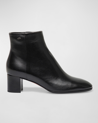 Santoni Halfrida Napa Zip Ankle Booties In Black