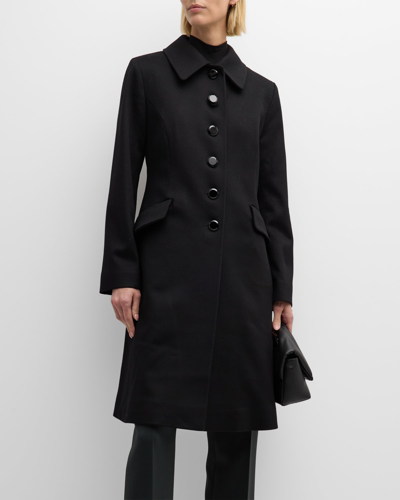 Shop Fleurette Nell Soft-sculpted Wool Princess Coat In Black