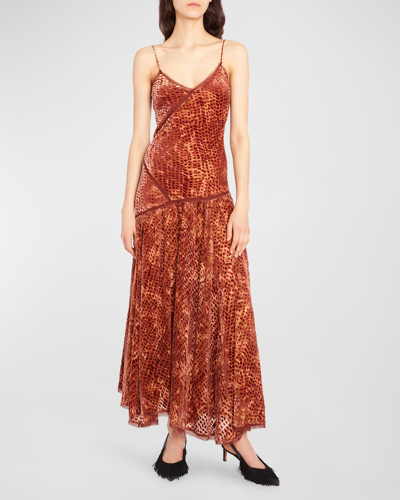 Shop Ulla Johnson Elodie Burnout Velvet Maxi Dress In Sienna