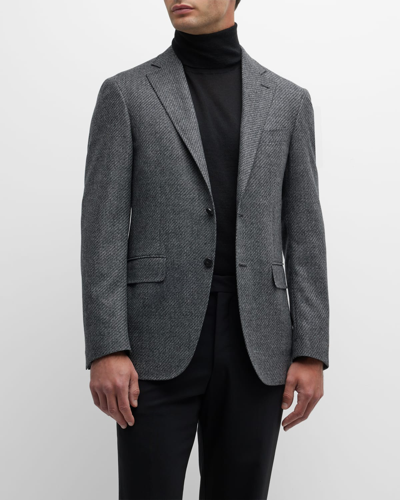 Shop Canali Men's Wool Step-weave Sport Coat In Grey