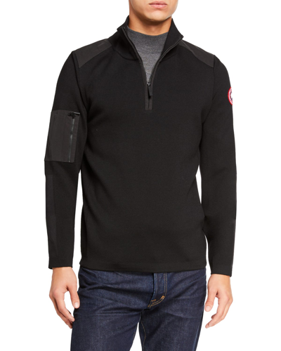 Shop Canada Goose Men's Stormont Quarter-zip Sweater In Black