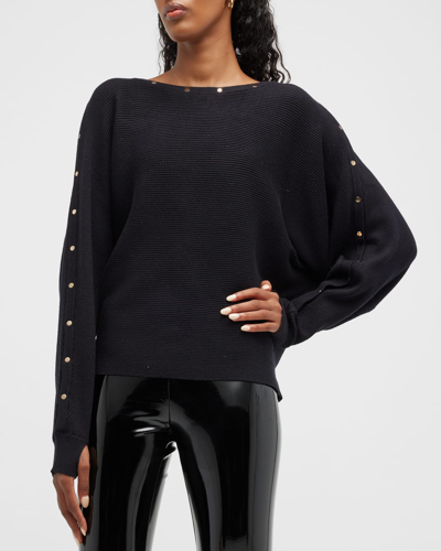 Shop Blanc Noir Portola Sweater With Golden Buttons In Optic White