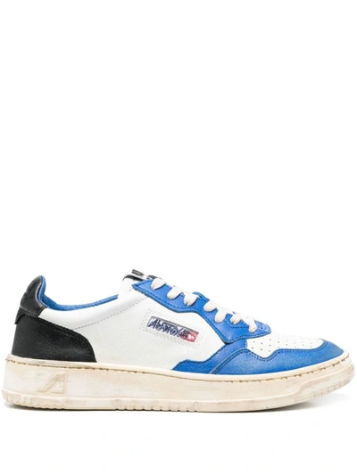 Shop Autry Super Vintage Low Leather Sneakers In Blue