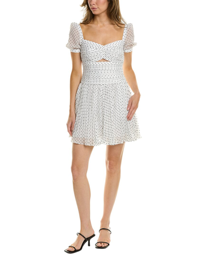 Shop Self-portrait Polka Dot Mini Dress In White
