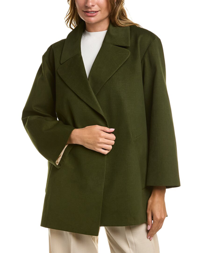 Shop Oscar De La Renta Twill Corduroy Silk-lined Oversized Jacket In Green