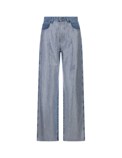 Shop Giuseppe Di Morabito Flare Fit Jeans With Crystals In Blue