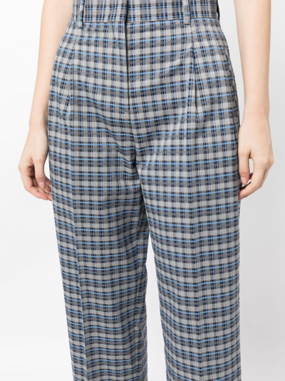 Ps By Paul Smith Check-pattern Cropped Trousers In Blau