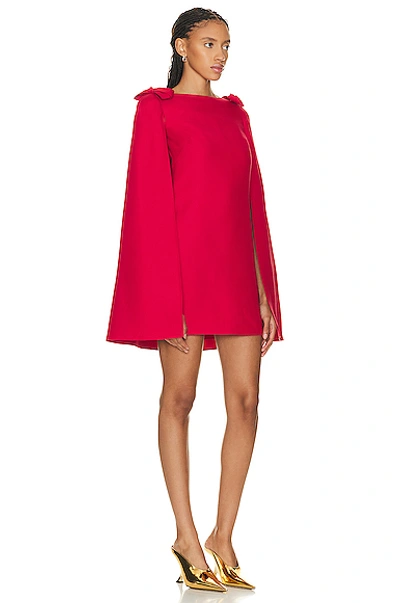 Shop Valentino Flare Sleeve Dress In Rosso