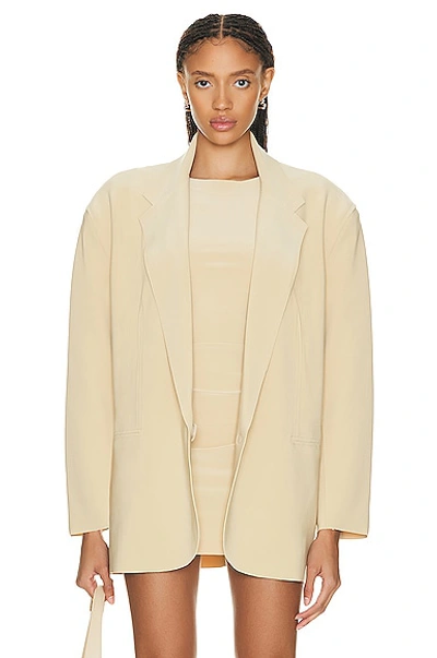 Shop Norma Kamali Oversized Single Breasted Jacket In Sand