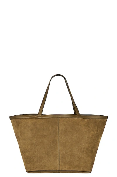 Shop Bottega Veneta Large Flip Flap Tote Bag In Mud & Muse Brass