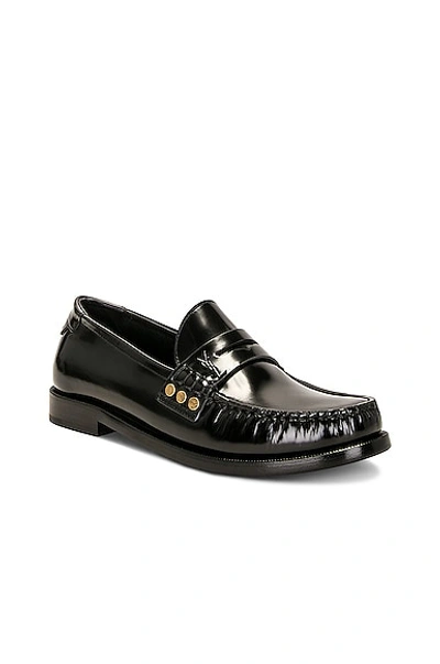 Saint Laurent Schuhe Penny-slot Leather Loafers In Black