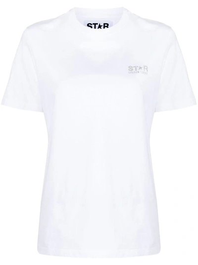 Shop Golden Goose Logo Cotton T-shirt In White