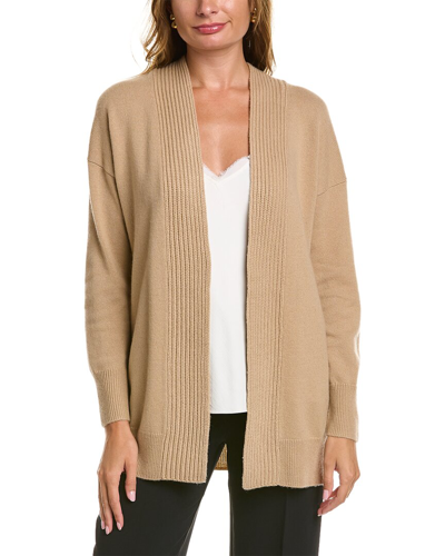 Shop Vince Rib Placket Wool & Cashmere-blend Cardigan In Brown