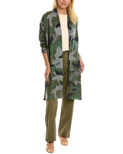 Autumn Cashmere Inked Camo Open Cashmere Duster In Green