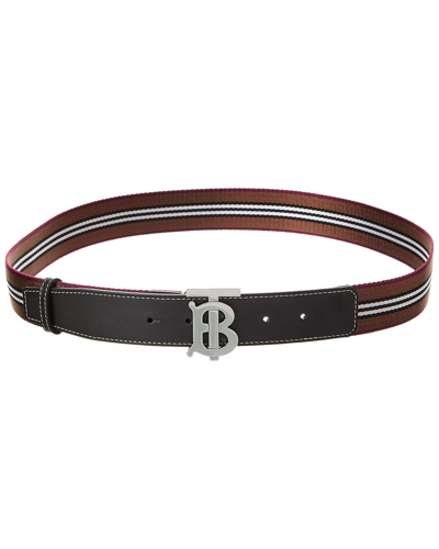 Shop Burberry Icon Stripe Canvas & Leather Belt In Brown