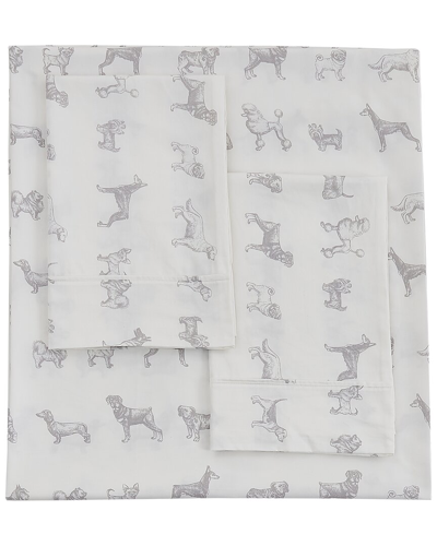 Shop Melange Home Mélange Home 400tc Sateen Cotton Dog Classic Pleat Sheet Set In Grey