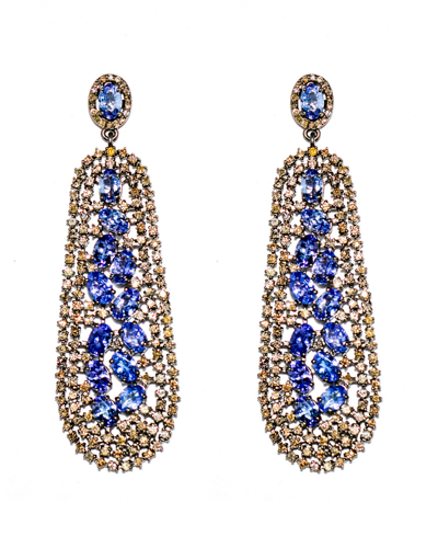 Arthur Marder Fine Jewelry Silver 8.81 Ct. Tw. Diamond & Tanzanite Drop Earrings