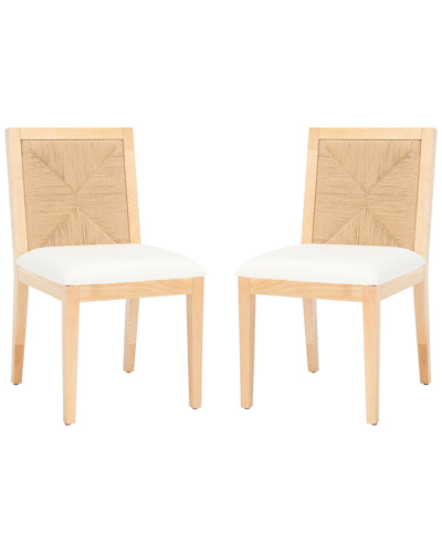 Shop Safavieh Couture Set Of 2 Emilio Woven Dining Chairs In Brown