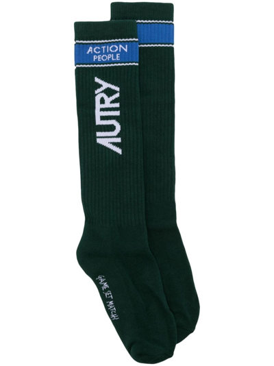 Shop Autry Logo Socks In Green