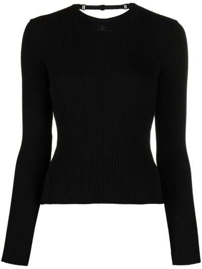 Shop Courrèges Ribbed Sweater In Black  
