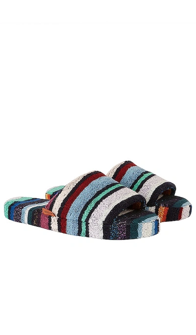 Missoni Striped Patterned Slippers In Blue,red