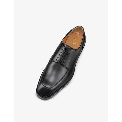 Shop Christian Louboutin Men's Black Davisol Leather Derby Shoes