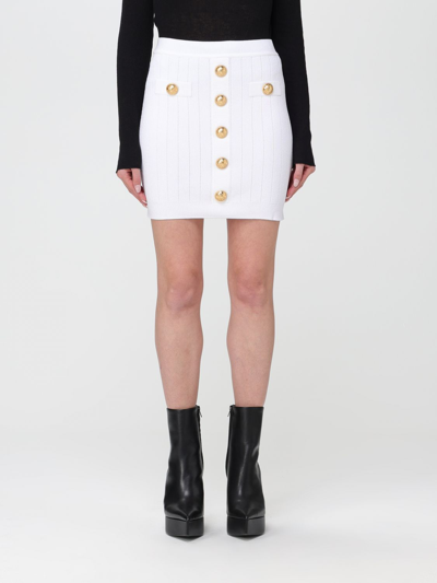 Shop Balmain Skirt In Viscose In White