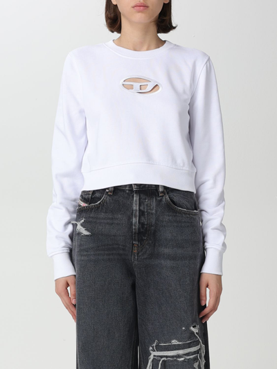 Shop Diesel Sweatshirt In Cotton Blend In White