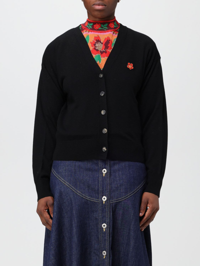 Shop Kenzo Boke Flower Cardigan In Wool In Black