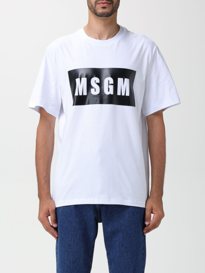Shop Msgm Cotton T-shirt With Printed Logo In White